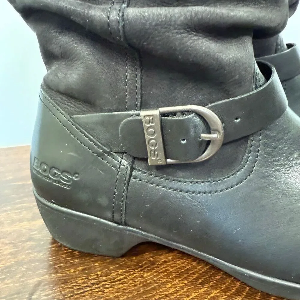 Bogs Women’s Cassie low waterproof leather black boot size 8.5